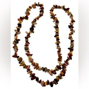 Artisan Beaded Strand of Genuine
Gemstones Necklace 29”